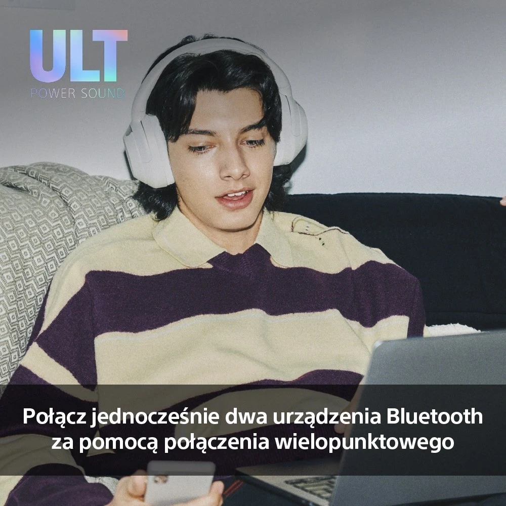 Slušalke z aktivnim dušenjem hrupa Sony ULT Wear, bele