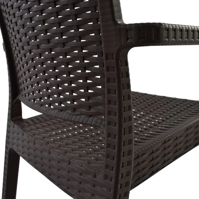 Stol z nasloni iz polipropilena temno rjave barve FH5134.02 57x55,5x89 cm, set 4 kosov