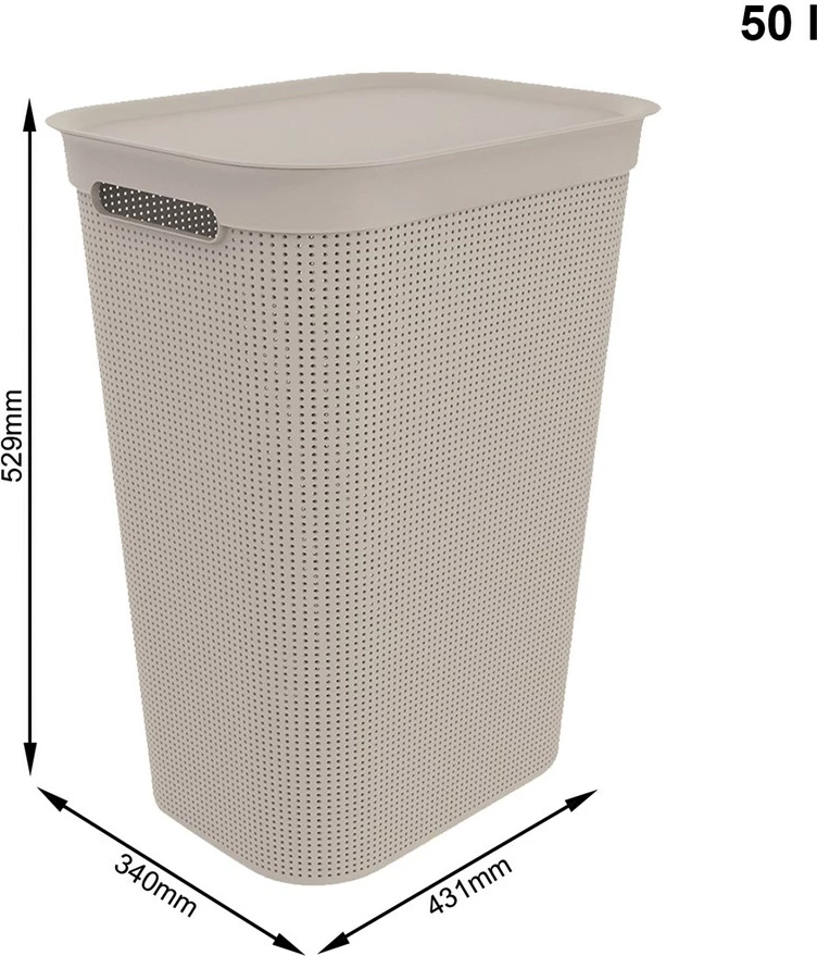 Košara za perilo Rotho Brisen, 50 l, črna