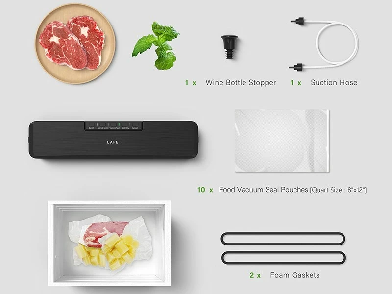 Vakumski aparat Vac&Seal Lafe, 250 W, plastika, avtomatski, črn