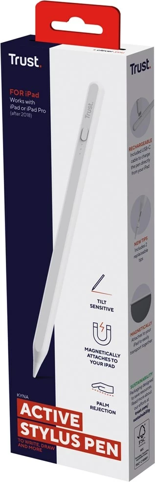 Svinčnik za zaslon Trust Kyna, 13 g, bel
