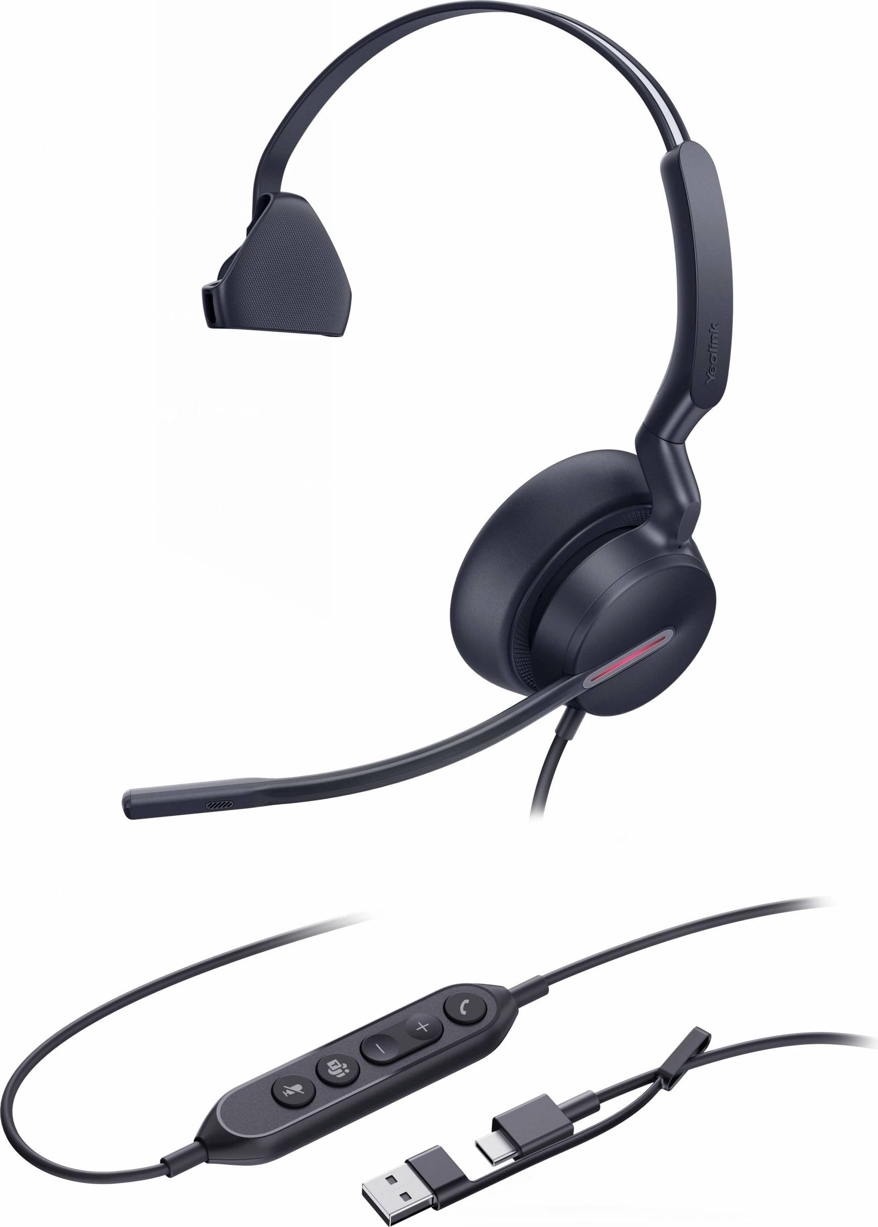 Monaural zvočnik za klice Yealink UH46 Mono Teams, USB-C/A, črn