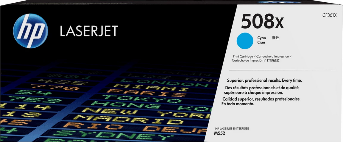 Visokozmogljiv toner, 9.500 strani, cyan, HP 508X (CF361X)