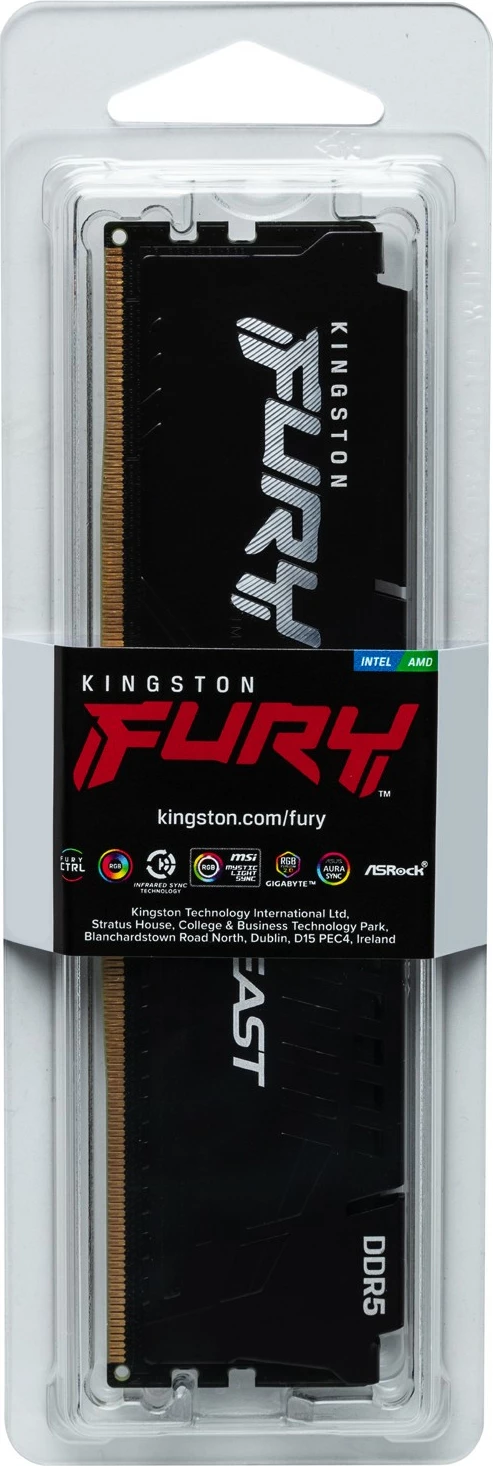 RAM pomnilnik Kingston FURY Beast 16GB 6000MT/s DDR5 CL30 DIMM, črn