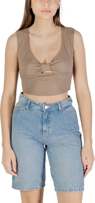 Top z naramnicami, Only, rjave barve