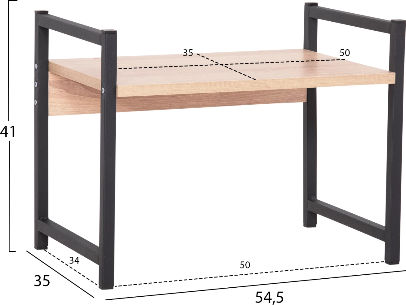 Kuhinjska organizacijska polica BECKO FH18219.03 melamin v sonoma-črni kovini 54.5x35x41Hcm