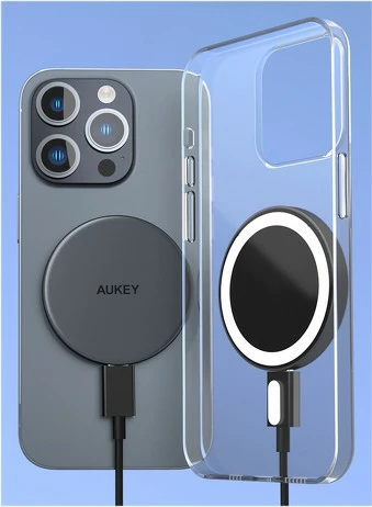 Brezžični polnilec MagSafe Qi2 AUKEY LC-MC10, 15 W, USB-C, črn