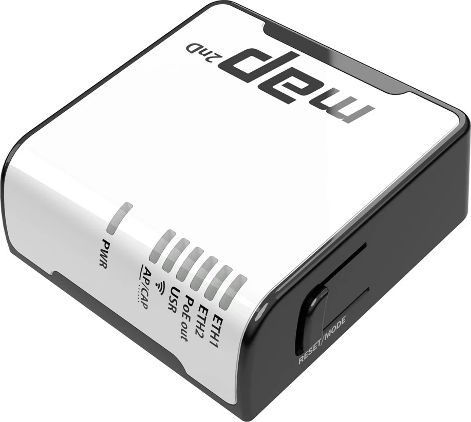 Kompakten usmerjevalnik mAP RBmAP2nD, MikroTik, PoE, črn in bel Kompakten usmerjevalnik mAP RBmAP2nD, MikroTik, PoE, črn in bel