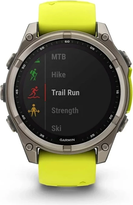 Pametna ura, 47 mm, 32 GB, titanova ohišje, silikonski pašček, rumena Garmin fenix 8