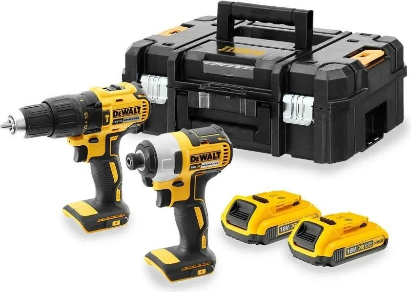 Set brezžičnih orodij, DeWalt DCK2060D2T-QW, 18 V, 2 bateriji, črno/rumen