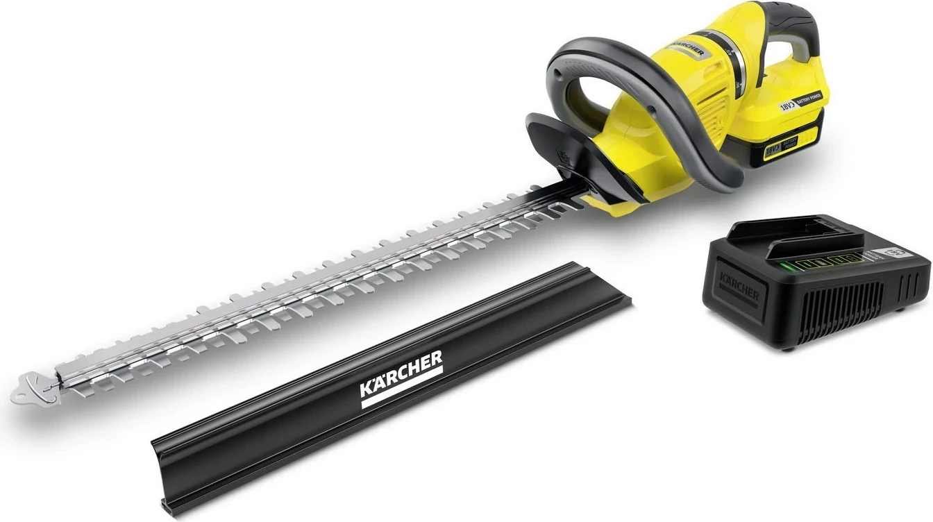 Brezžični obrezovalec KARCHER HGE 18-50 Battery Set, 18 V, 2,5 Ah, rumeno/črn