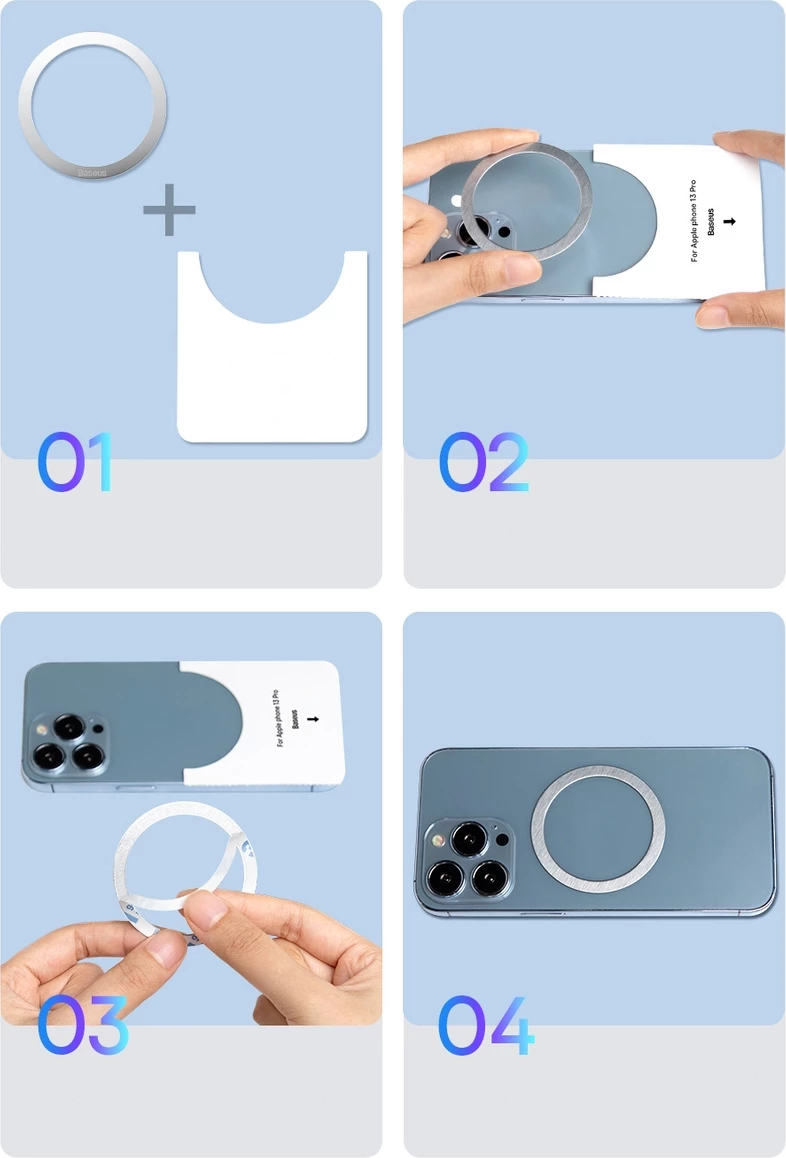 Magnetni obroč za MagSafe, 2 kosa, Baseus Halo Series, srebrn
