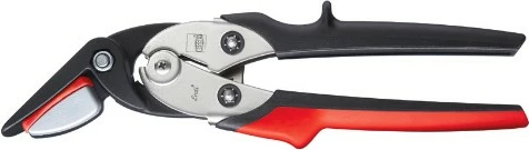 Varnostne škarje za kovinske trake z vzvodom, Bessey D123S, črno/rdeče