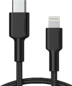 Kabel za hitro polnjenje USB-C v Lightning, AUKEY CB-CL02, 1,2 m, najlon, črn