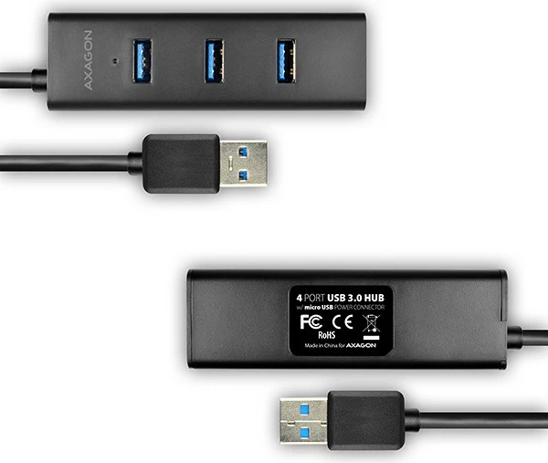 USB razdelilec AXAGON HUE-S2B, 4 vrata, 30 cm kabel, črn USB razdelilec AXAGON HUE-S2B, 4 vrata, 30 cm kabel, črn
