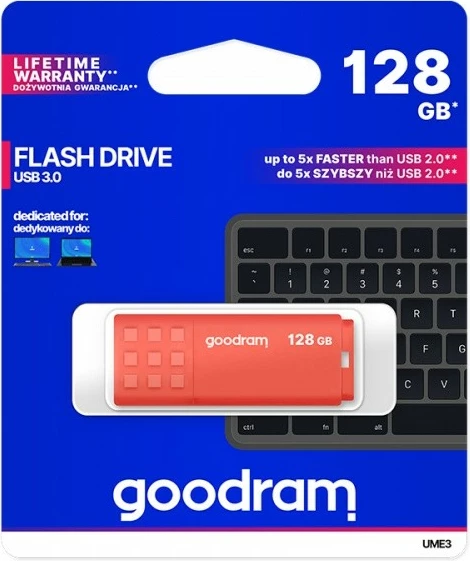 USB ključek 128 GB, USB 3.0, oranžen GOODRAM UME3