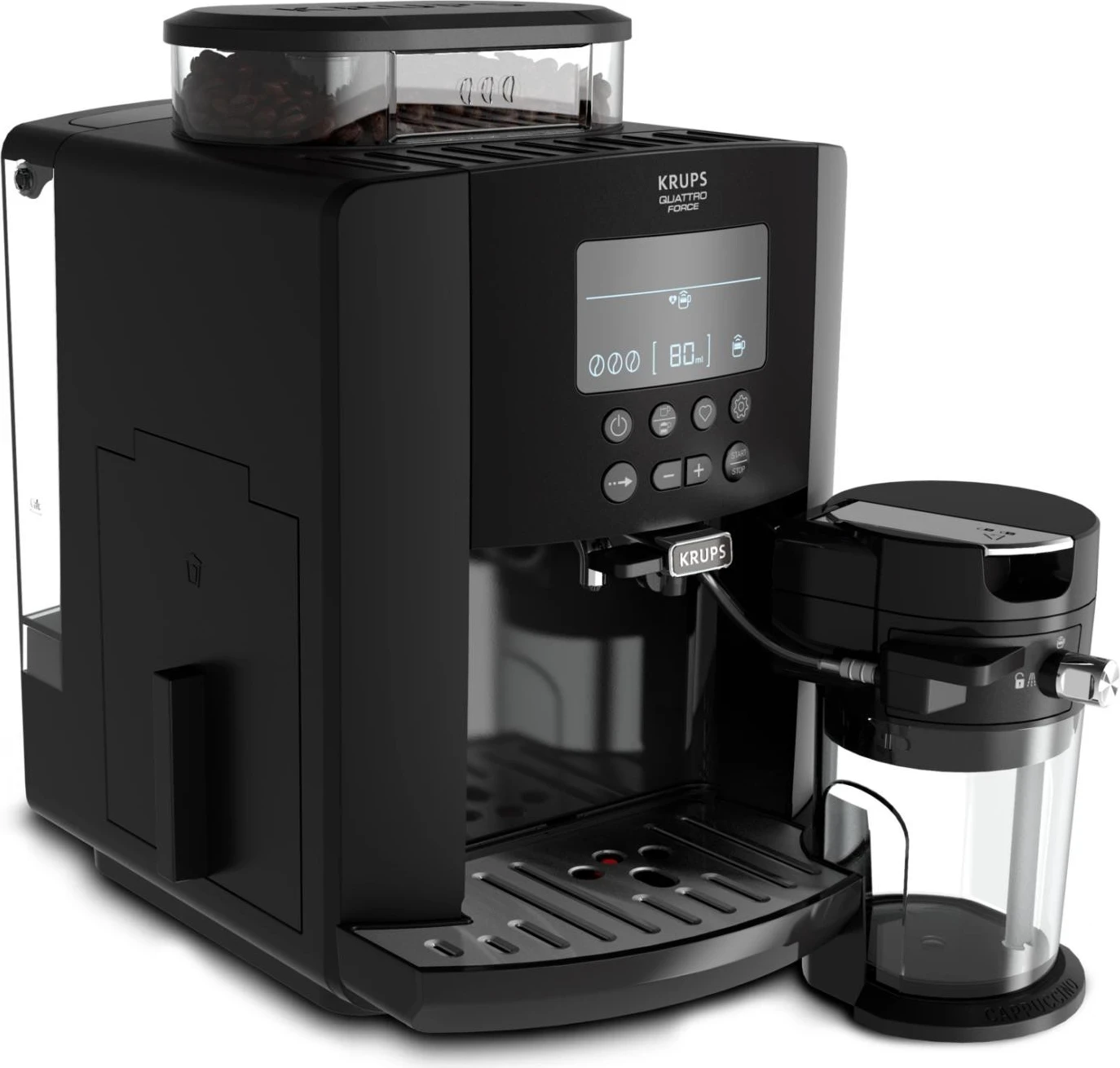 Avtomatski kavni aparat Krups EA819N Arabica Latte, črn