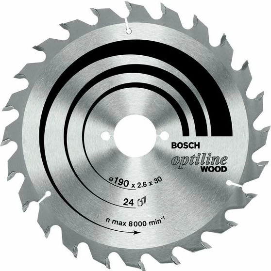Rezalni disk za les 190 x 30 x 2,6 mm, 60 zobkov BOSCH Optiline Wood