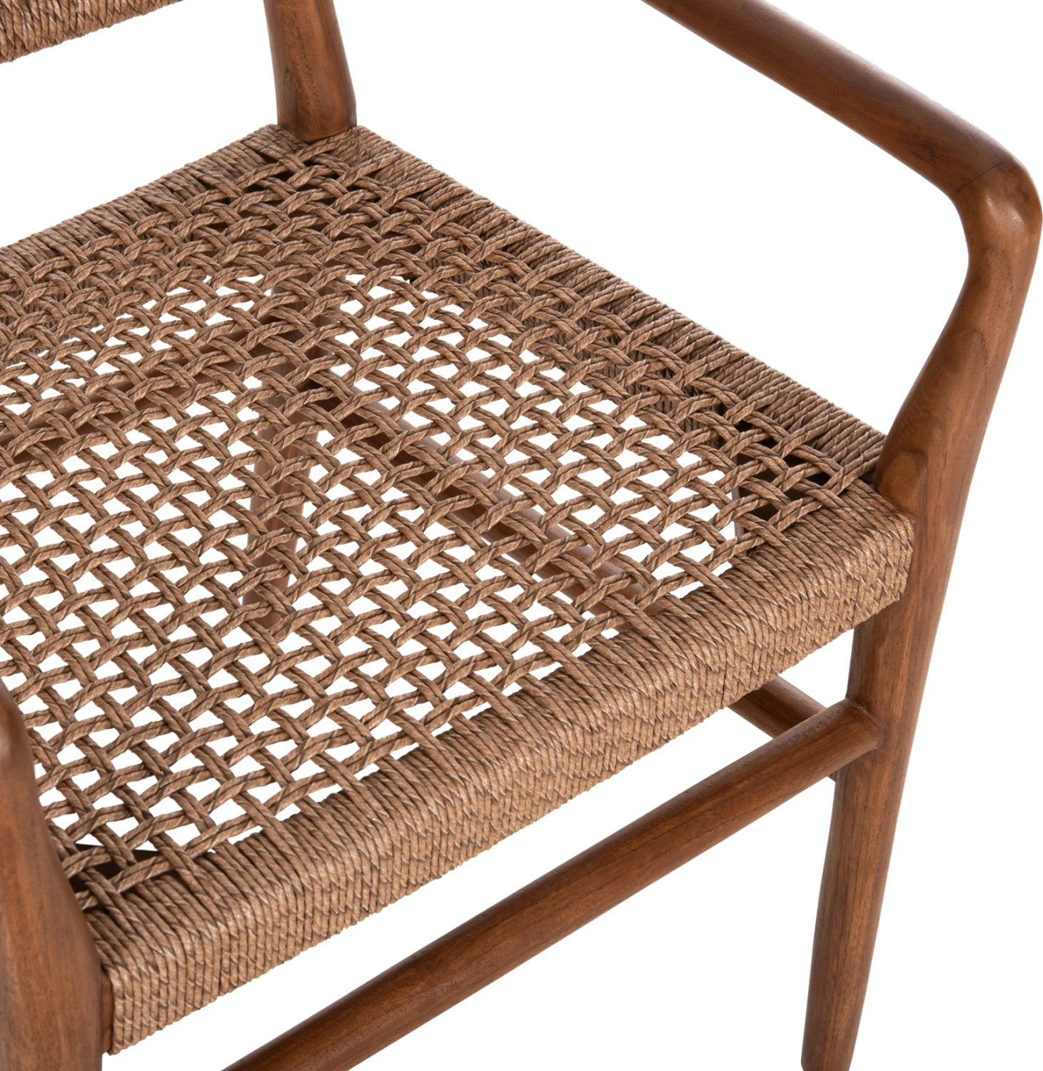 Jedilniški naslanjač ROSCO FH6132.01 iz tikovine v barvi oreha-VIRO vrv v rjavi 56x54,5x78Hcm