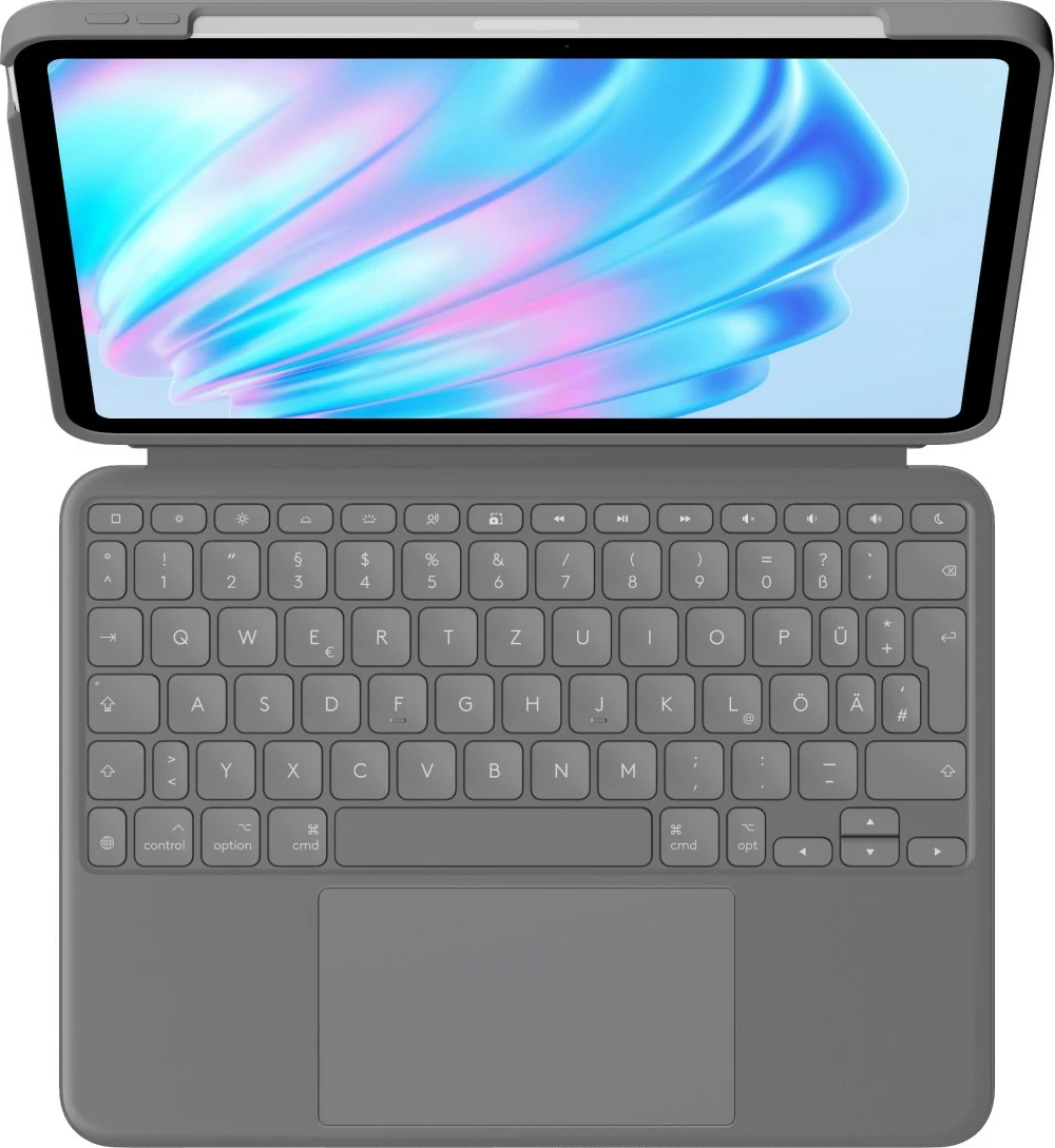 Zaščitni ovitek z QWERTZ tipkovnico in sledno ploščico Logitech Combo Touch, iPad Air 11-inch, siva