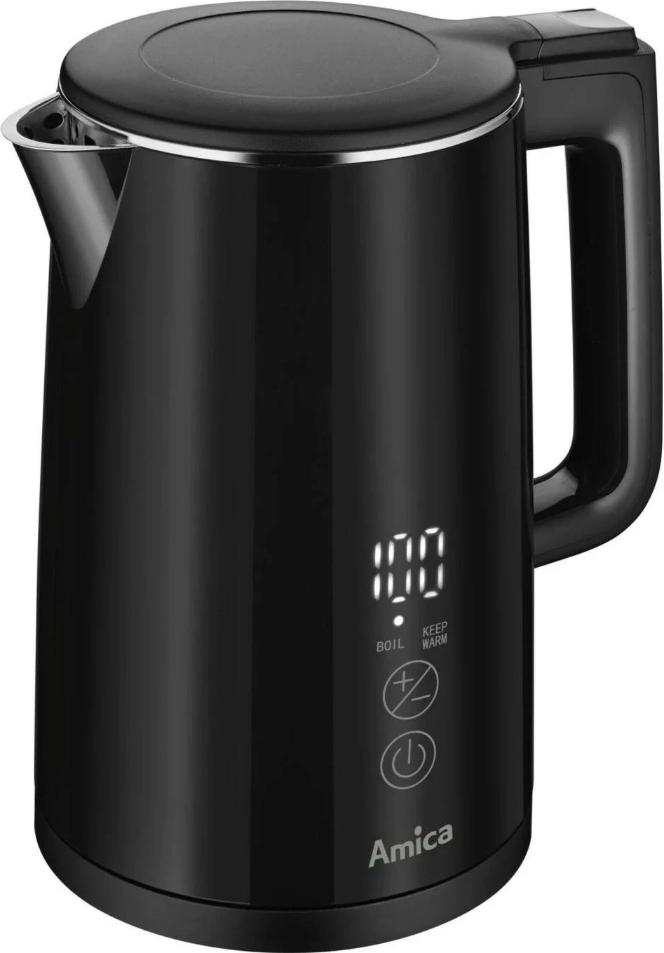Električni čajnik Amica KF 6012 Digital, 1,5 l, 2200 W, črn