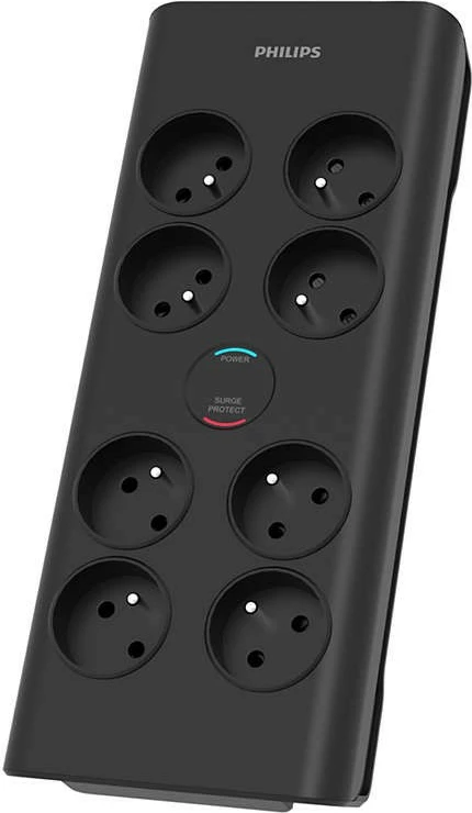 Priža proti preobremenitvi Philips SPN7080BA/60, 8 vtičnic, 2 m, črn