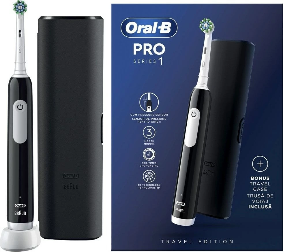 Električna zobna ščetka Oral-B PRO1, Braun, črna