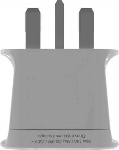 Potovalni napajalni adapter World → UK, 10A, ozemljena vtičnica tip G, bela, Gembird A-AC-UKMINTF