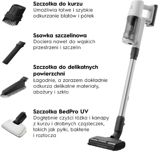 Vertikalni brezžični sesalnik Electrolux EP61HB21UV, 0,6 L, bel