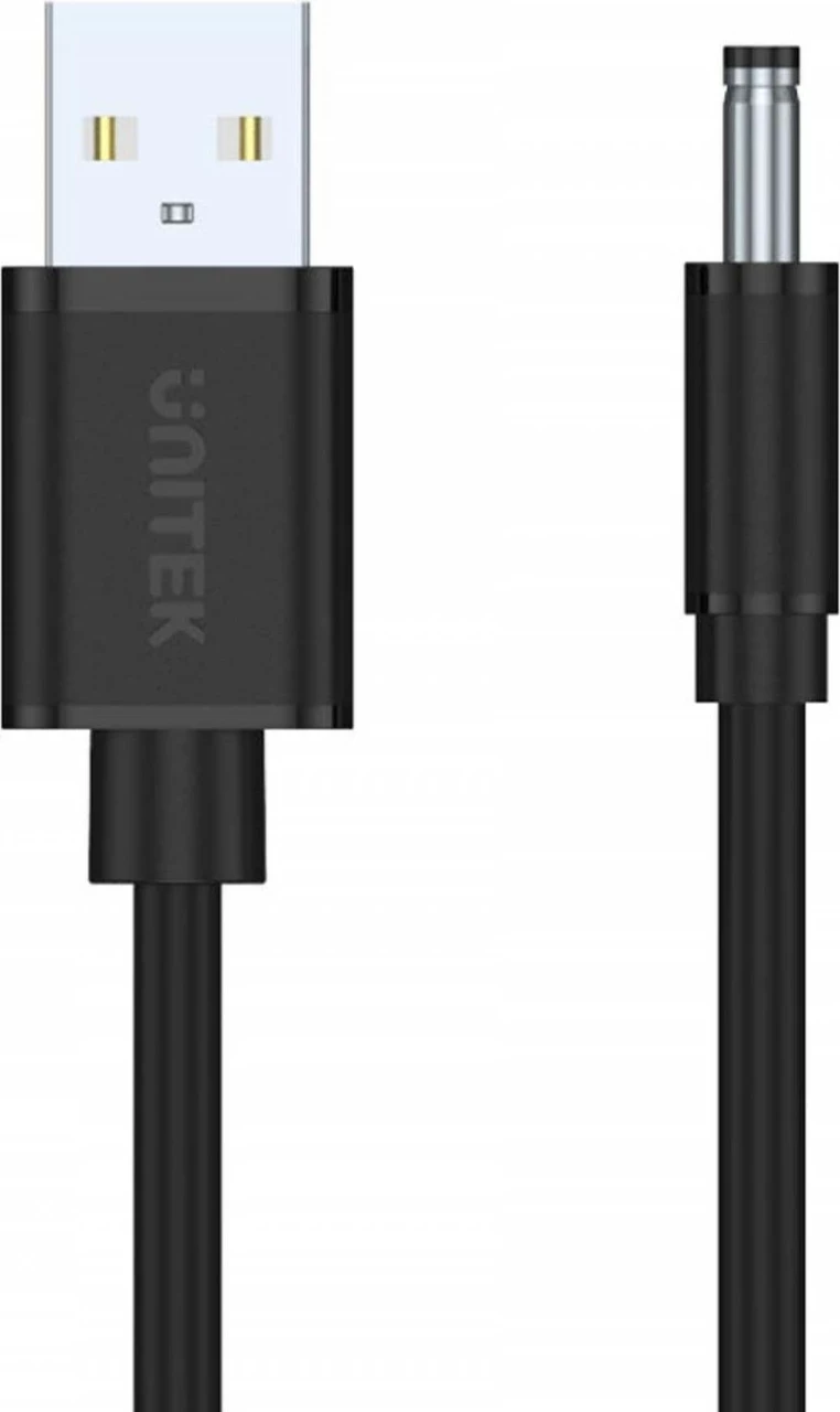 Napajalni kabel USB - DC 3,5/1,35 mm, 100 cm, črno Unitek