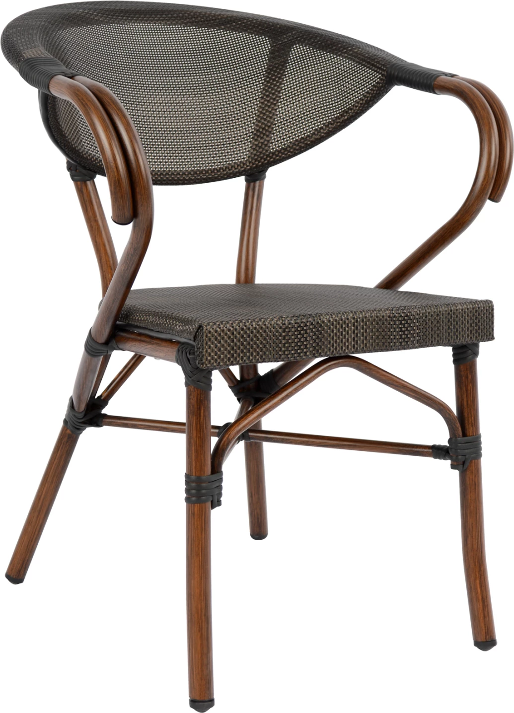 Stol iz aluminija v videzu bambusa rjave barve s tekstilom FH5025 60,5x59x81 cm