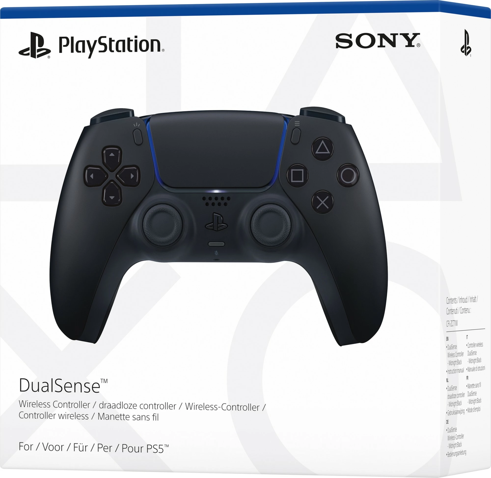 Napreden brezžični igralni plošček Sony DualSense, Android, Mac, PC, PlayStation 5, iOS, Midnight Black