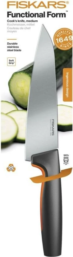 Kuhinjski nož Fiskars Functional Form 1057535, 17 cm, japonsko nerjavno jeklo, črno/oranžen