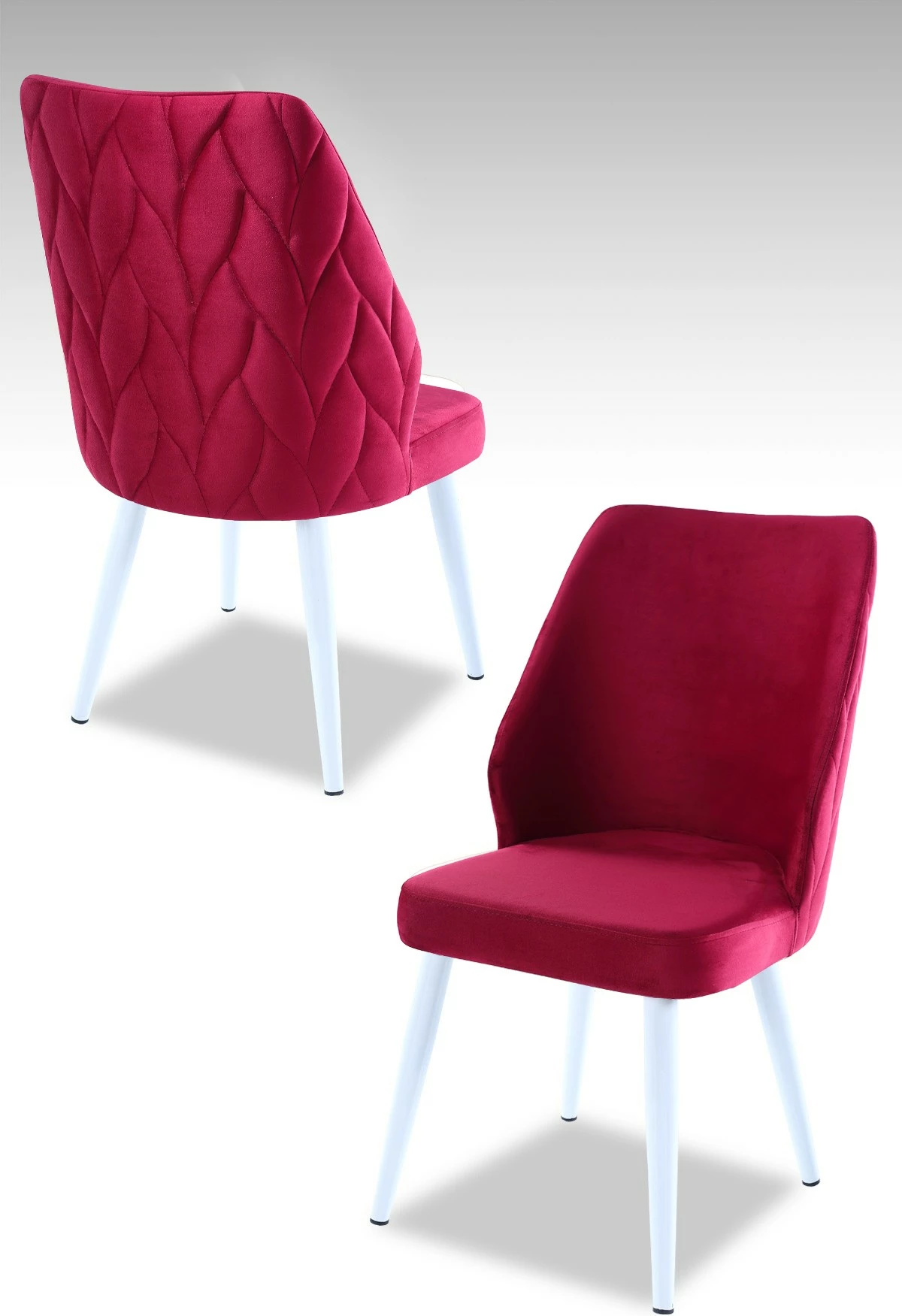 Komplet stolov (2 kosa), Pufi, Hanah Home, Claret rdeča in bela