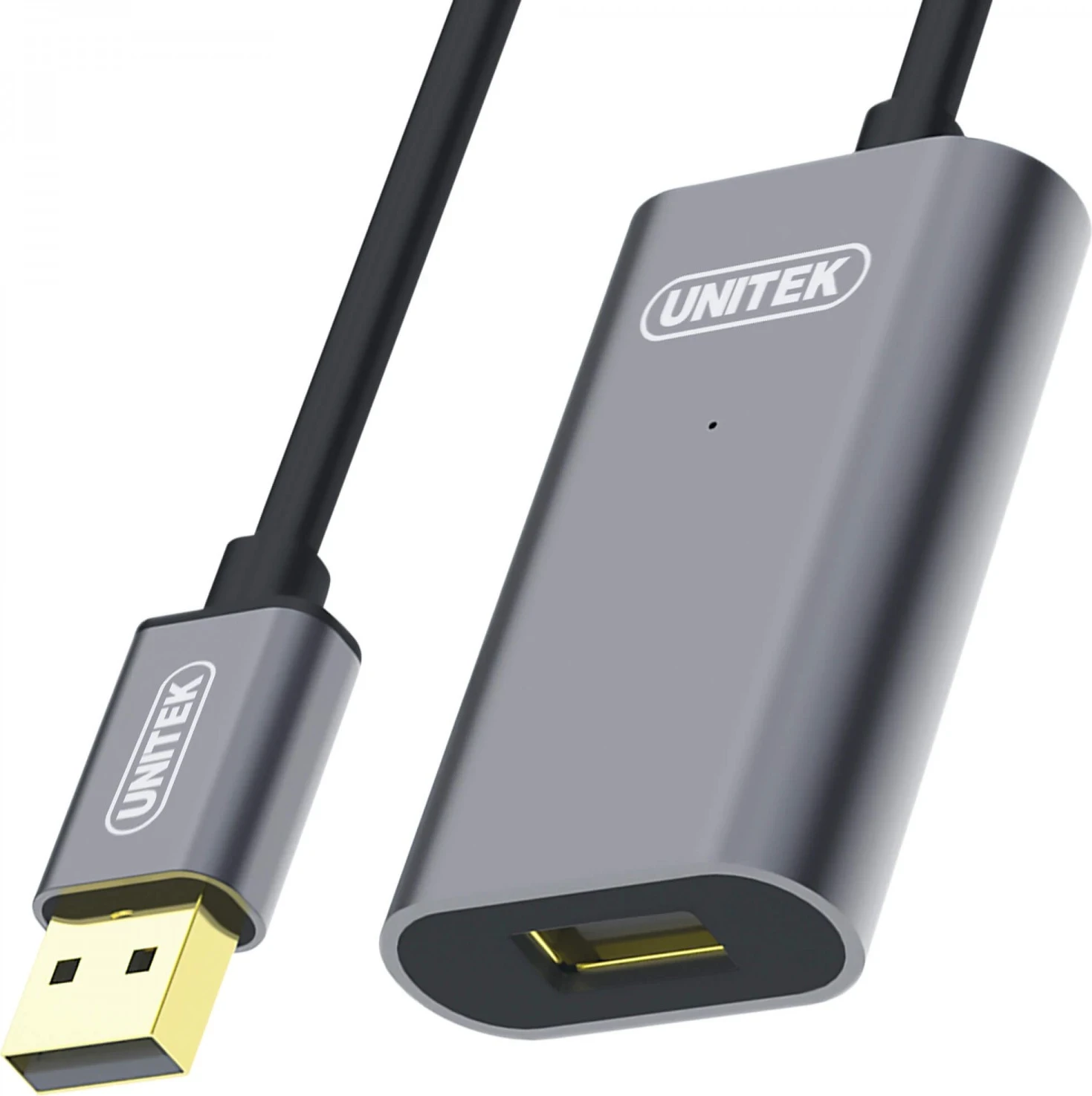 Zgkušen razširjevalnik USB, Unitek, 5,0 m, črn