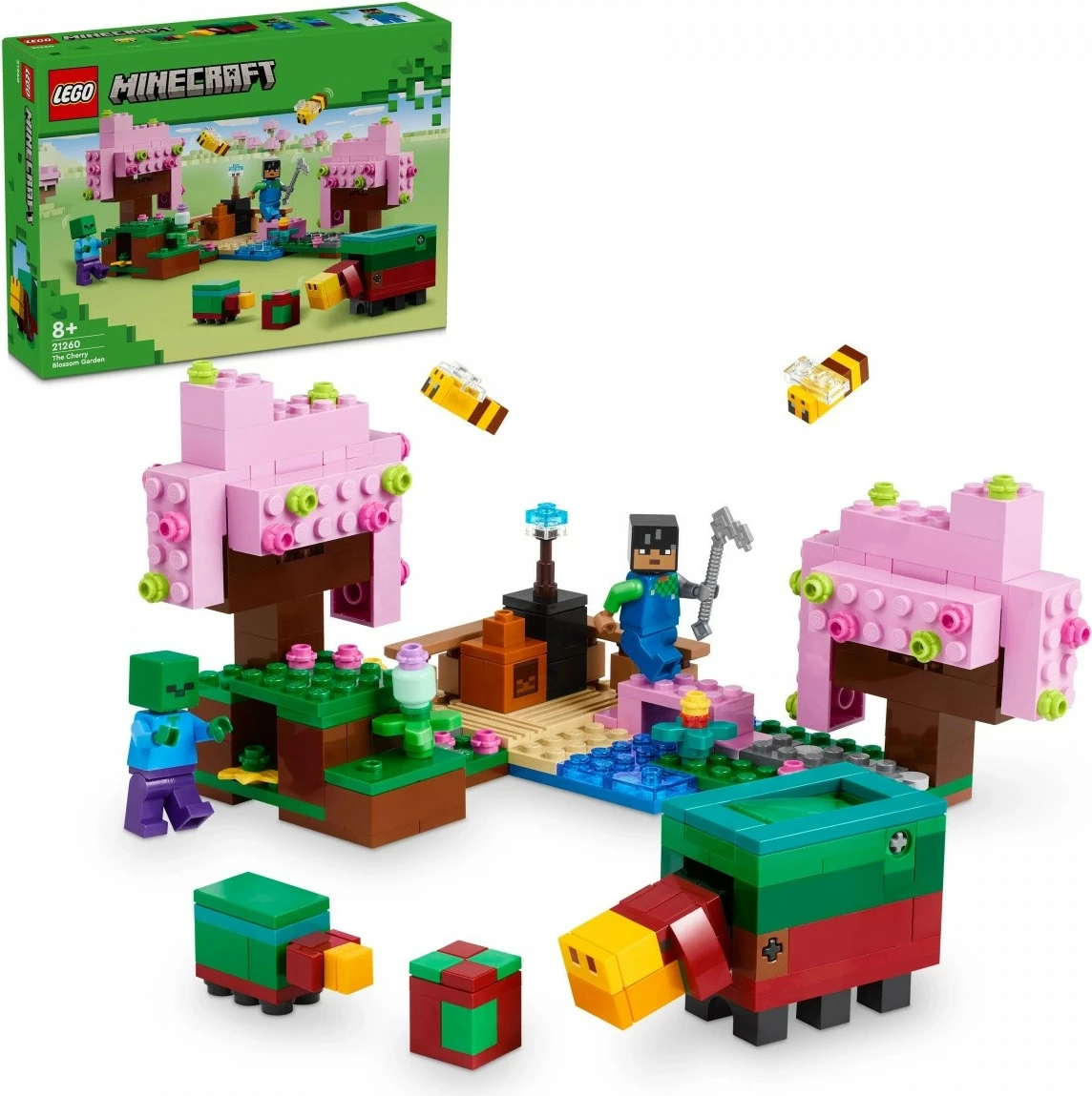 Kreativni set Cherry Blossom Garden LEGO Minecraft 21260, 304 kosi, plastika, za otroke 8+