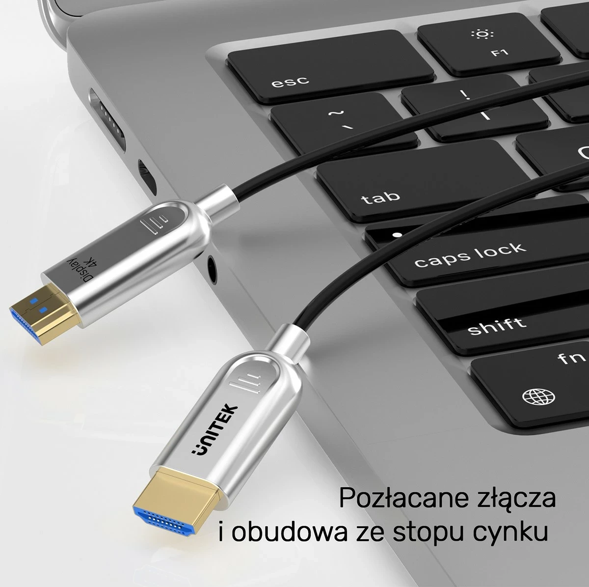 Optični HDMI kabel 2.0 AOC, 4K 60Hz, 30 m, srebrno-črn — Unitek