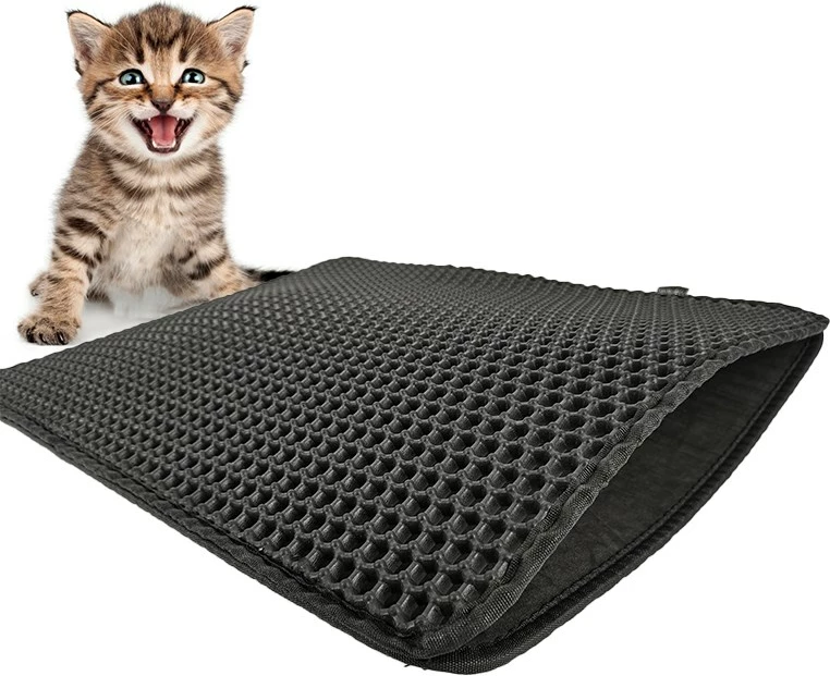 Preproga za mačji straniščni pladenj, 40 x 50 cm, EVA, črna DIAMENTIQ