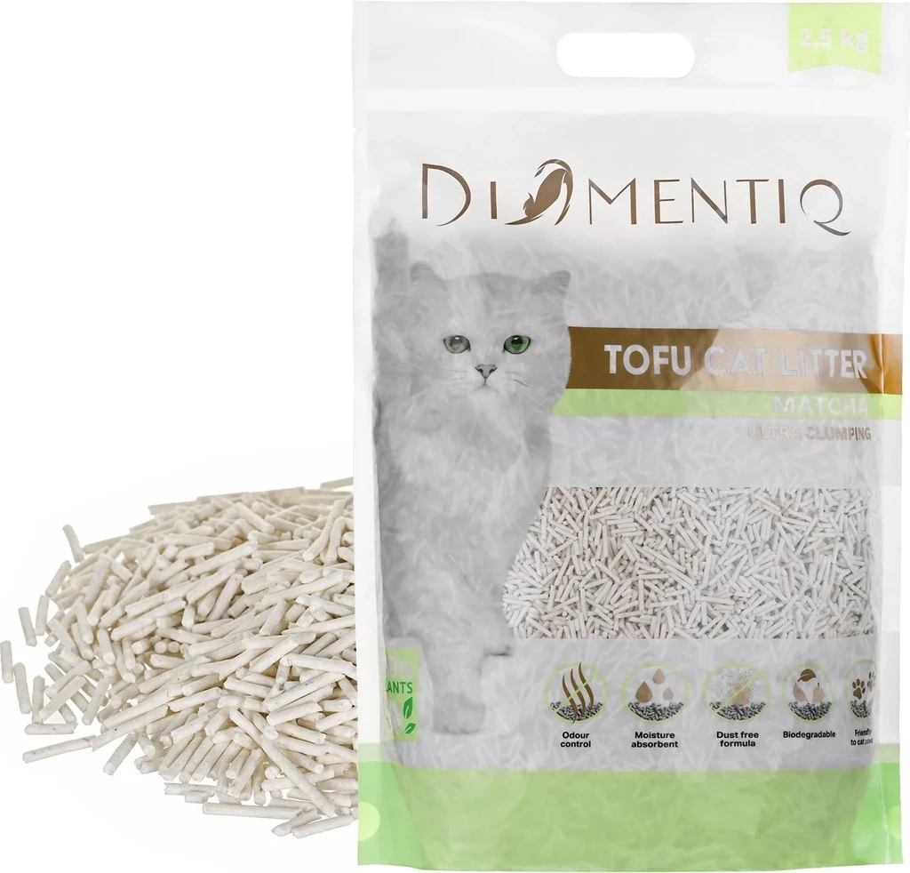 Mačji stelja Tofu Matcha Ultra, DIAMENTIQ, 2,5 kg