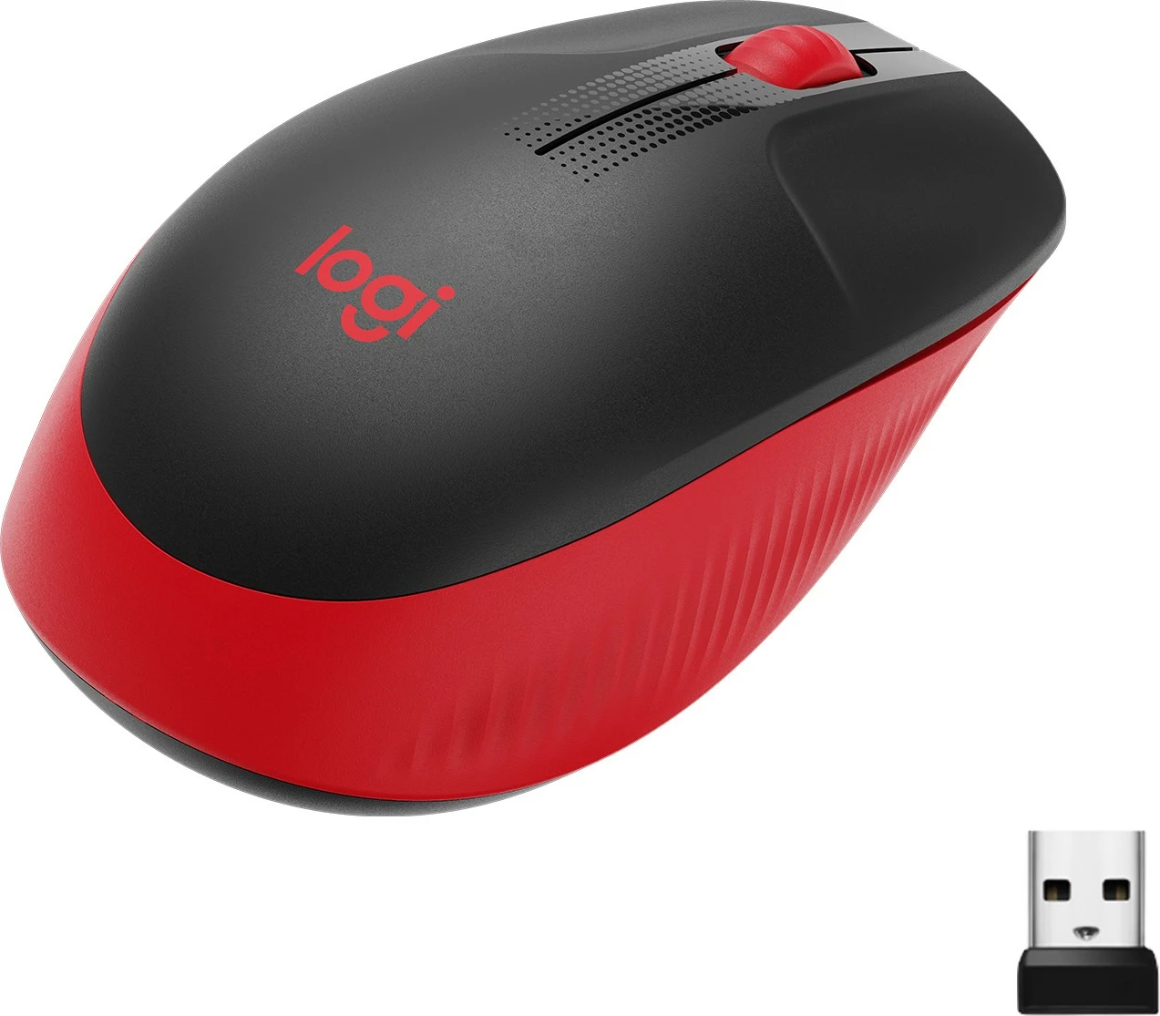Brezžični miš, Logitech M190, 1000 DPI, črno, rdeče