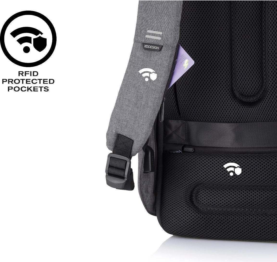 Protimafijska nahrbtnik XD DESIGN BOBBY HERO XL, 20 L, za prenosnik 17", siva