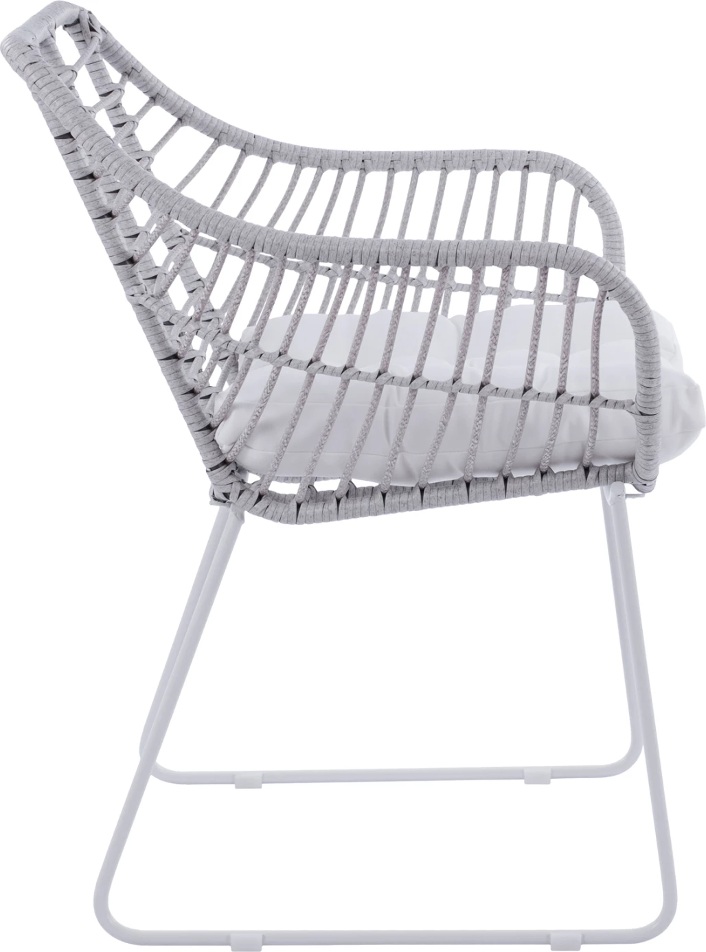 Kovinski naslanjač bel mat in siv pleten FH5300.02