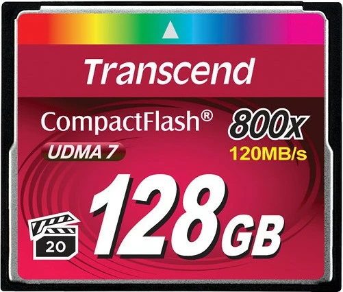 Kartica za pomnilnik Transcend CompactFlash 800x 128GB, MLC, 120 MB/s, črna