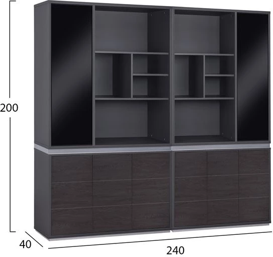 Set 2 kosov profesionalne pisarniške knjižnice iz rožnatega lesa FH11199