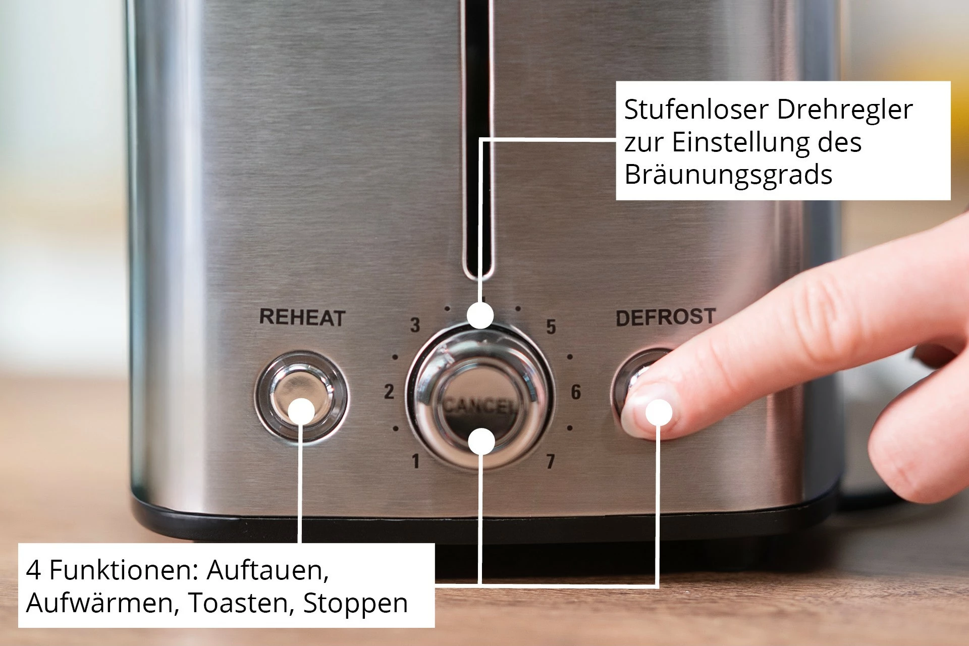 Toaster, 4 rezine, inox, 1200 W, črn, UNOLD Tom 38266 Toaster, 4 rezine, inox, 1200 W, črn, UNOLD Tom 38266