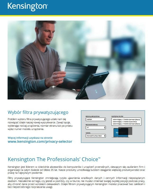 Filtr za zasebnost za 27" monitor, 16:9, črn, obojestranski Kensington 626491