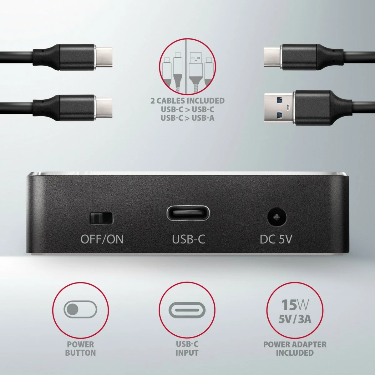 Dokacijska postaja za 2x NVMe M.2 SSD, USB-C 3.2 Gen 2, črna, AXAGON ADSA-M2C Dokacijska postaja za 2x NVMe M.2 SSD, USB-C 3.2 Gen 2, črna, AXAGON ADSA-M2C