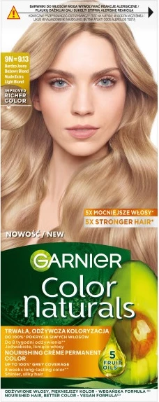Hranilna barva za lase 9N=9.13, zelo svetla bež blond, Garnier Color Naturals, 1 kos
