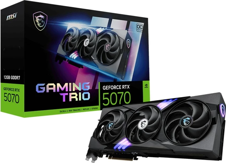 Napredna grafična kartica GeForce RTX 5070 GAMING TRIO OC, MSI, 12 GB GDDR7, črna