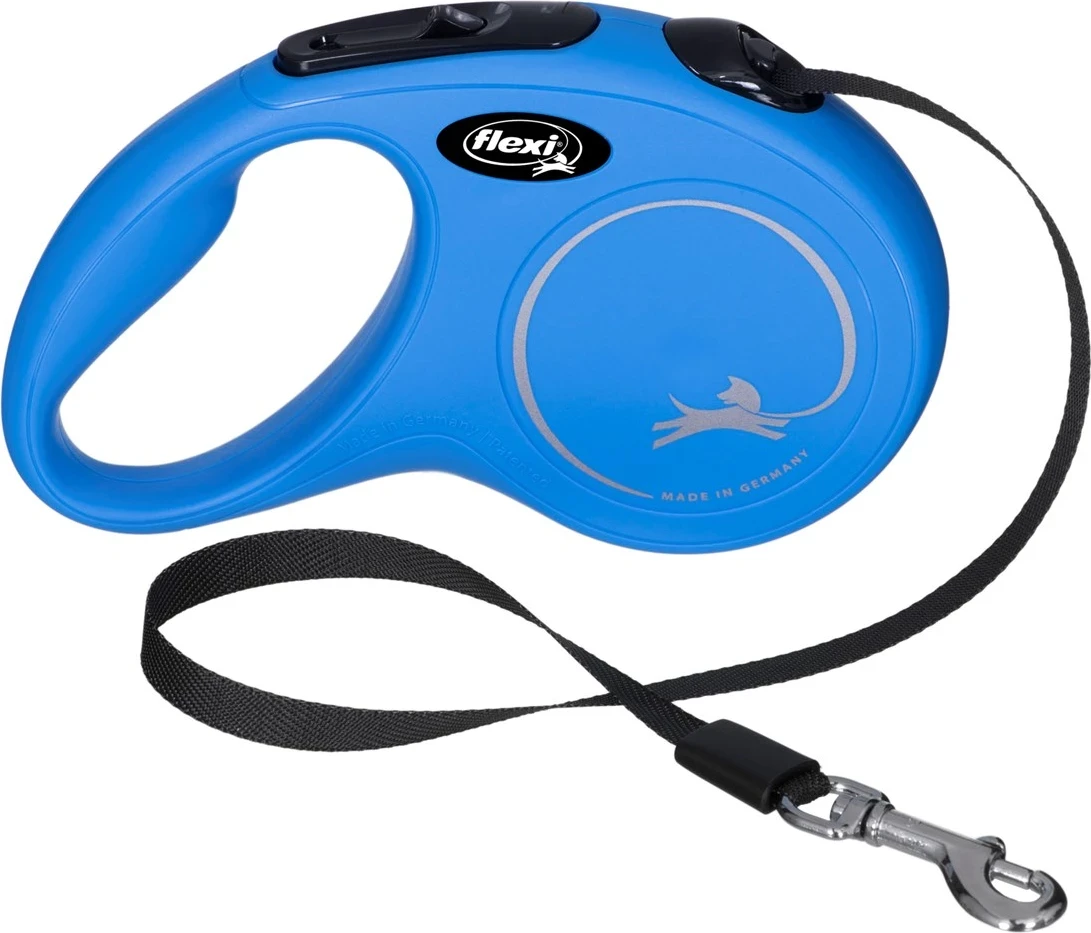 Zvitljiv povodec Flexi New Classic, 5 m, moder
